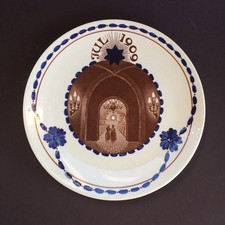 Antique Danish Christmas 1909 Decorative Collector Pottery Wall Plate Denmark