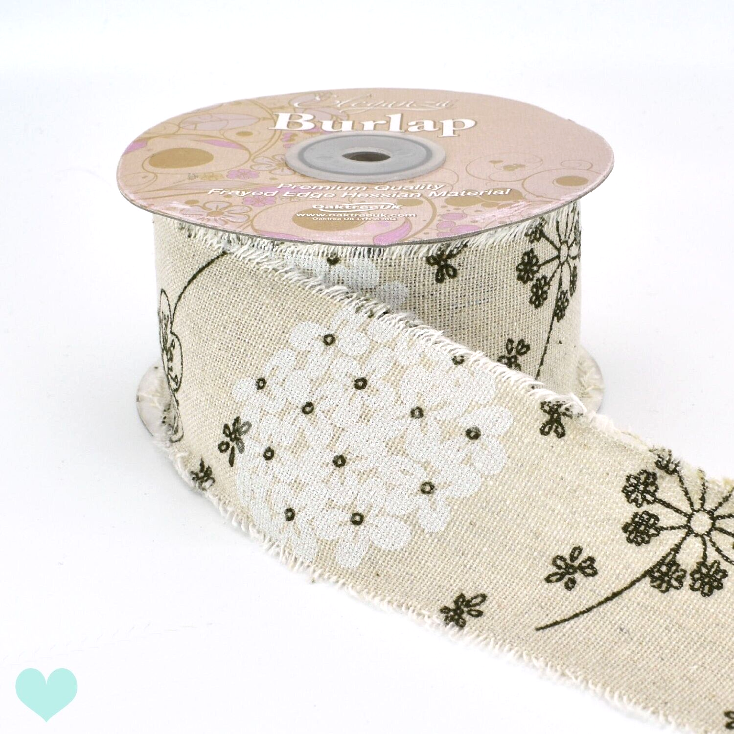1m - Eleganza Burlap Linen Floral Ribbon -  Craft Sewing Shabby Chic