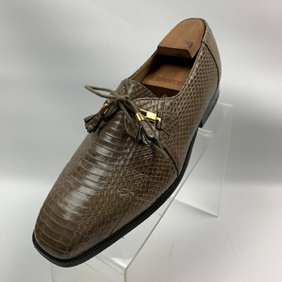 Giorgio Brutini Private Collection Oxford Taupe Snake Print Lace Up Shoes  Sz 10M