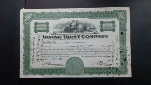 Aktie über 10 Shares Irving Trust Company 1932 New York - Picture 1 of 2