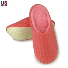 Womens Slip On Cushioned Plush Mule Slippers Warm Faux Fur Lining House Non Slip