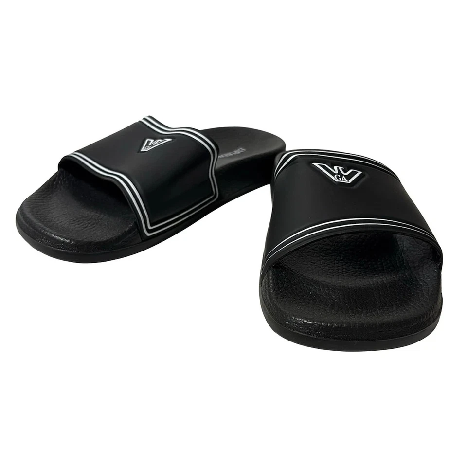 Auténticas sandalias para hombre EMPORIO ARMANI - negras blancas de fibra química Foto 2 de 4