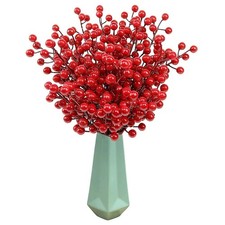 20PCS Artificial Berry Stems,Red Berries Picks Holly Berry Branches for Chris...