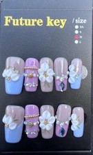 Handmade Press On Nails Square Size Medium 2.5 Length. 10 Nails Adhesive Tab