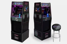 Arcade1Up TRON Arcade with Lit Marquee, Lit Deck Protector, Wifi, Matching Stool