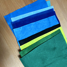 Bastelfilz Zuschnitte/Filzplatten Set mehrfarbig Blau Grün Schwarz Neon-Gelb