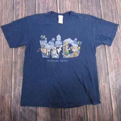 Vintage Warner Bros Shirt Mens Blue Looney Tunes WB Studio Store Cartoon 90s