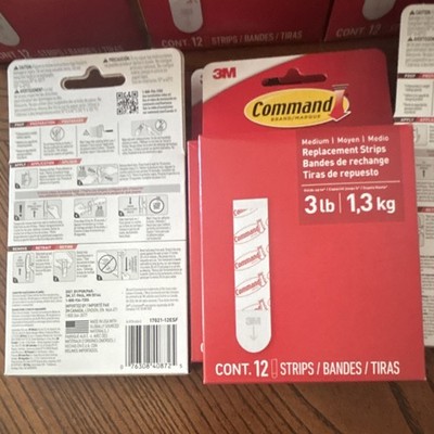 3M Command Medium Replacement Strips Damage-Free Hanging 31 Pack of 12 ,3lb Cap