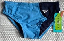 New Mens SPEEDO Swim Briefs Good Vibes Competition Collection Azure Blue Size 28