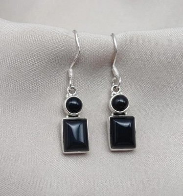 Black Onyx Earrings 925 Silver | Minimalist Dangle Gem | Elegant Gift for Her
