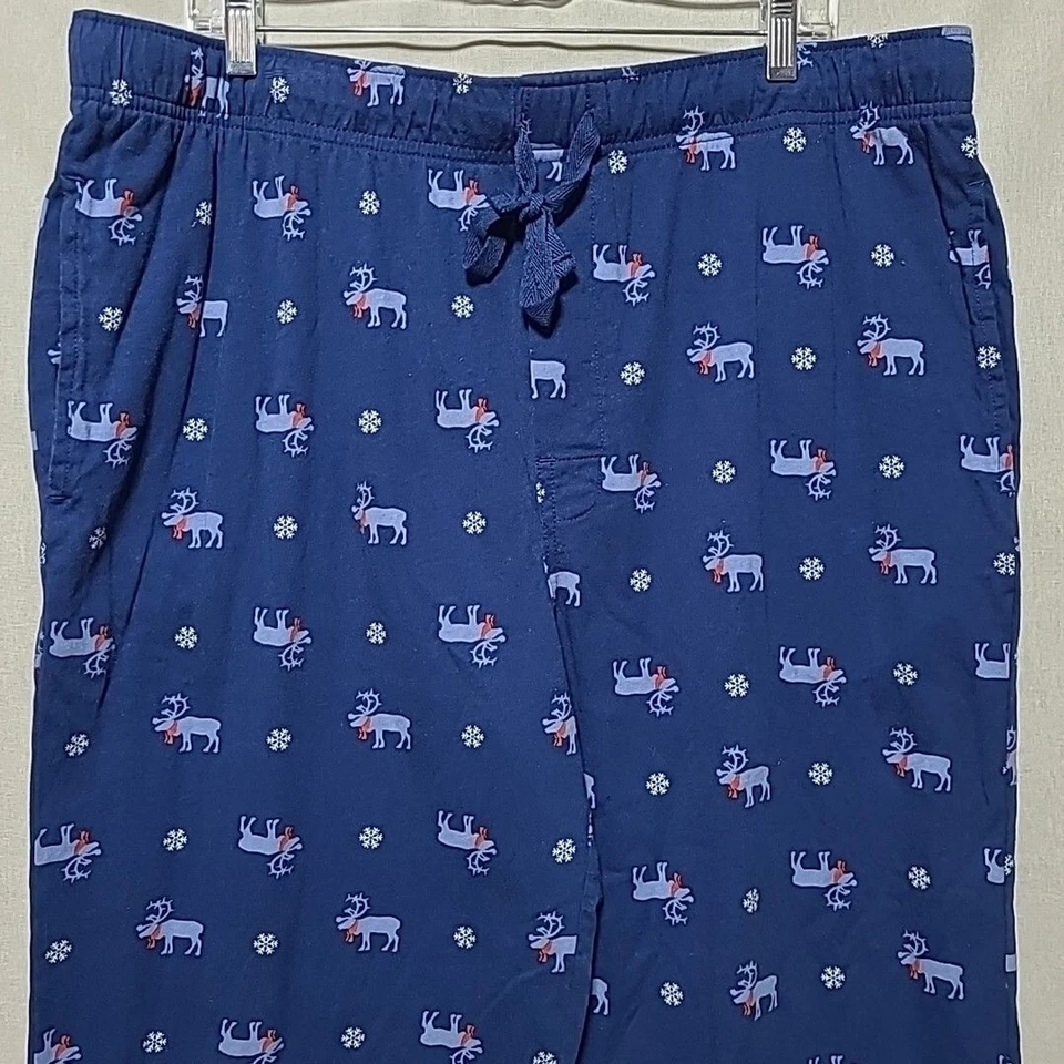 Pantalones de salón de pijama Saddlebred para hombre talla XL ciervo invierno azul marino con cordón Foto 2 de 4