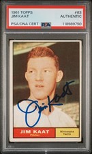 1961 TOPPS #63 JIM KAAT PSA AUTHENTIC AUTO AUTHENTIC
