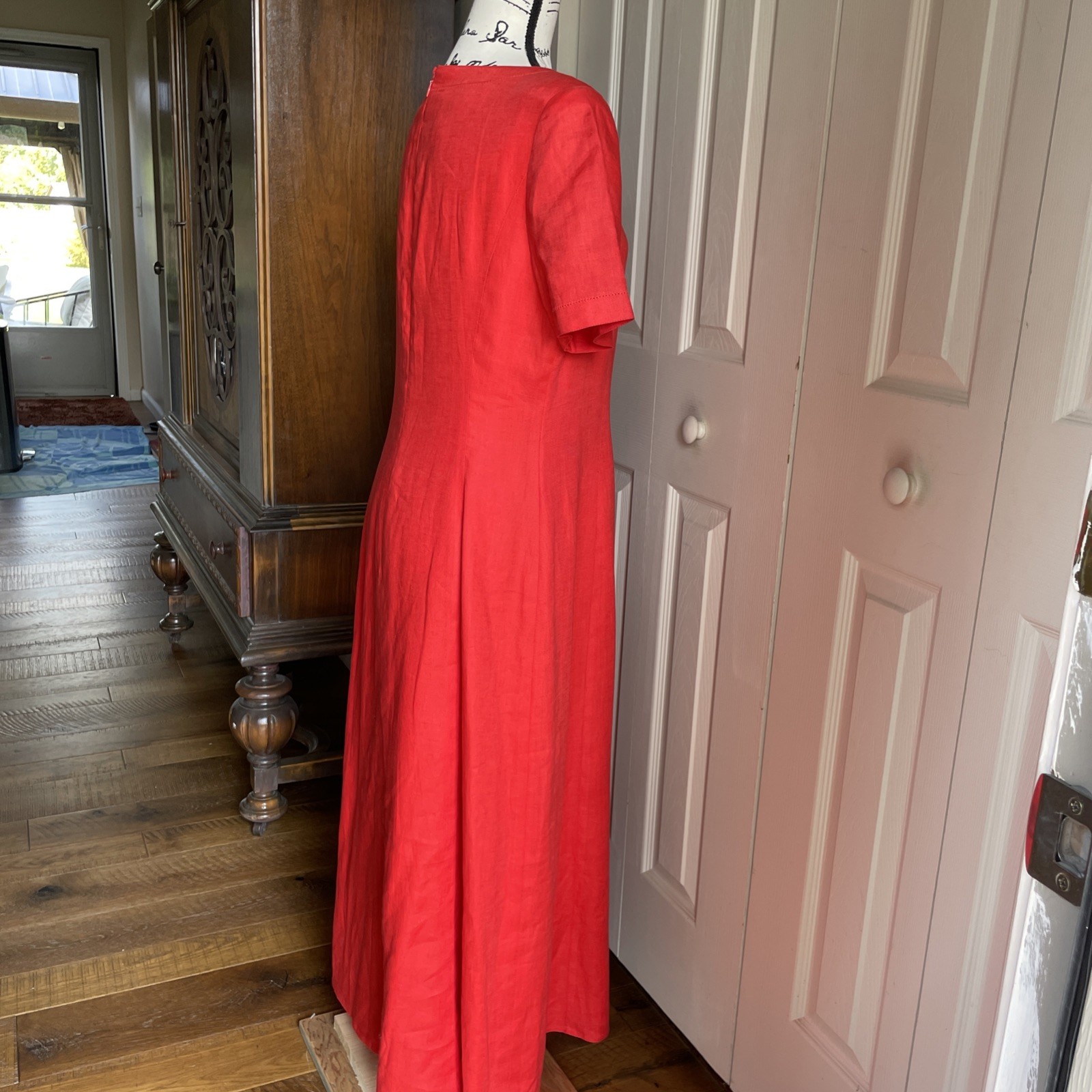Gillian Women’s Vintage 100% Linen Red Maxi Dress Size 10 Lined