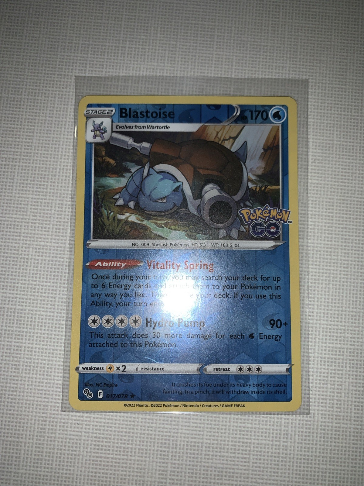 Blastoise Holo Rare Pokemon GO 017/078 Reverse Holo
