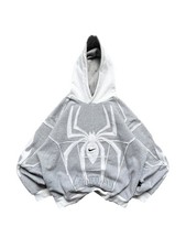 Image of Nike Spider Hoodie Men’s Grey Pullover Sweatshirt Streetwear Graphic Oversized