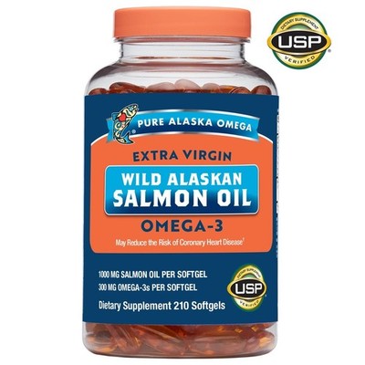 Pure Alaska Omega-3 Wild Alaskan Salmon Oil 1000mg 210 Soft gels HEART HEALTH