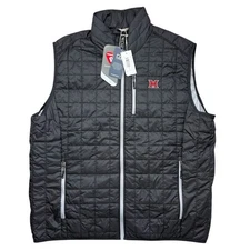NEW Miami Ohio RedHawks $179 MSRP Men’s Cutter & Buck Black Rainier Down Vest XL