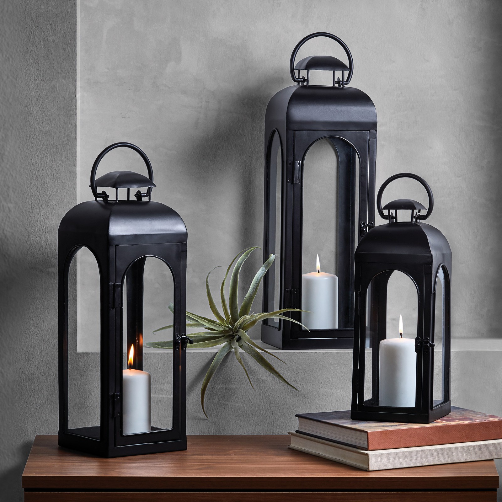 Better Homes & Gardens Black Metal Lantern Candle Holder, 18