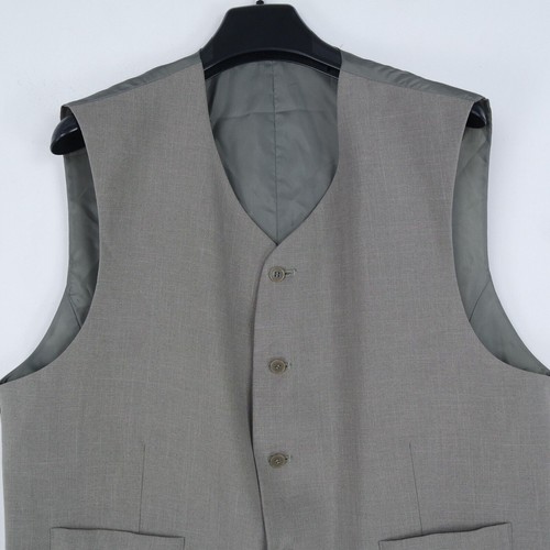 Mens Waistcoat Large Size US 44 Vintage Beige Formal Dress Vest - Picture 4 of 11
