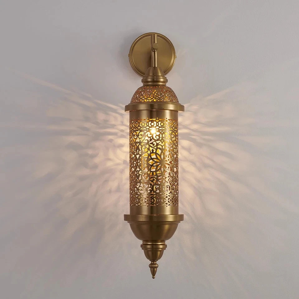 Abajur de parede turco marroquino, luminária de parede vintage de metal esculpida à mão, 24 polegadas... - Imagem 2 de 4