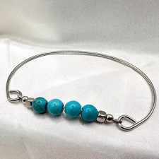 Turquoise Color Beaded Bracelet 7.75in Boho Layering Jewelry