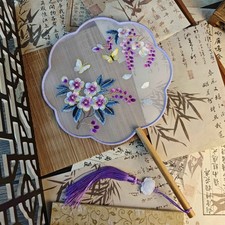 Su Embroidery Double-Sided Fan with Stand Dance Fan Vintage Craft