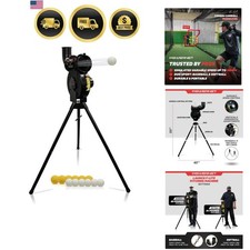 Launch F-lite Softball & Baseball Pitching Machine, Dimpled Practice Balls, B...