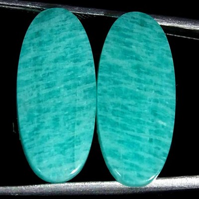 17.50Cts Natural Amazonite Pair Loose Gemstone Shape Oval Size 10x24x4mm