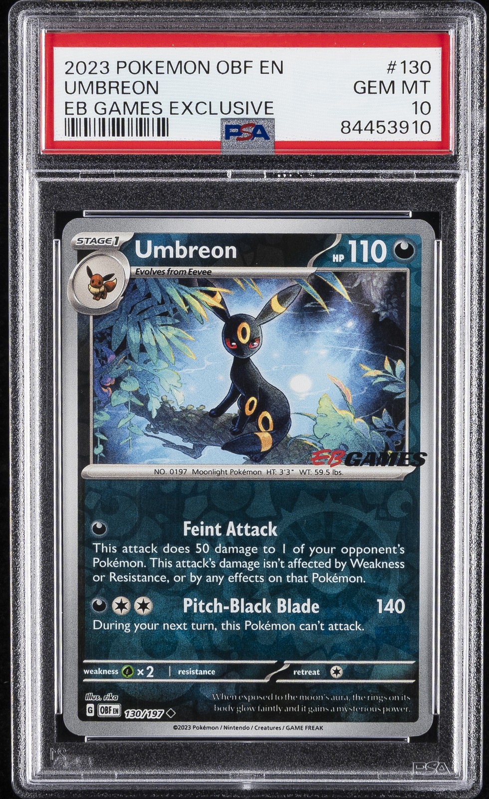 Umbreon 2023 Scarlet & Violet: Obsidian Flames #130/197 Revese Holo - EB Games Exclusive Price Guide - Sports Card Investor Umbreon 2023 Scarlet & Violet: Obsidian Flames #130/197 Revese Holo - EB Games Exclusive Price Guide - Sports Card Investor