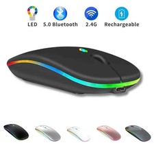 Dual Mode Bluetooth Wireless Mouse  Rechargeable LED Laptop Mouse