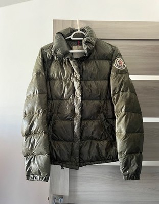Moncler Pepper Womens Puffer Jacket Green Big Logo Size 3