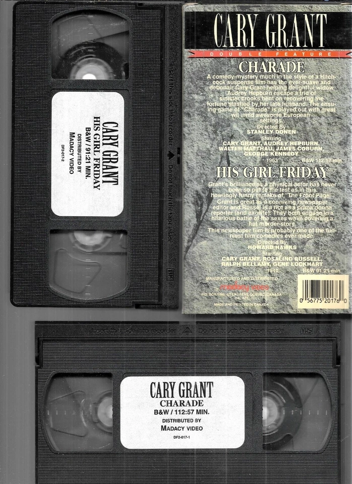 Cary Grant Double Feature (VHS, 2-Tape Set) Charade, His Girl Friday - Image 2 of 2