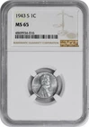 1943-S Steel Lincoln Cent MS65 NGC