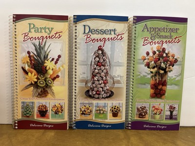 Delicious Designs Food Bouquet Books, Lot Of 3, Spiral Bound Desserts, Party