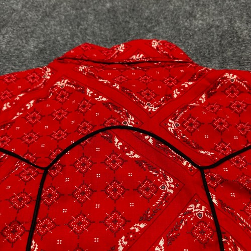 Angellca Shirt Mens Small Red Bandana Cotton Pearl Snap Button Up Collar Made US - Picture 9 of 11