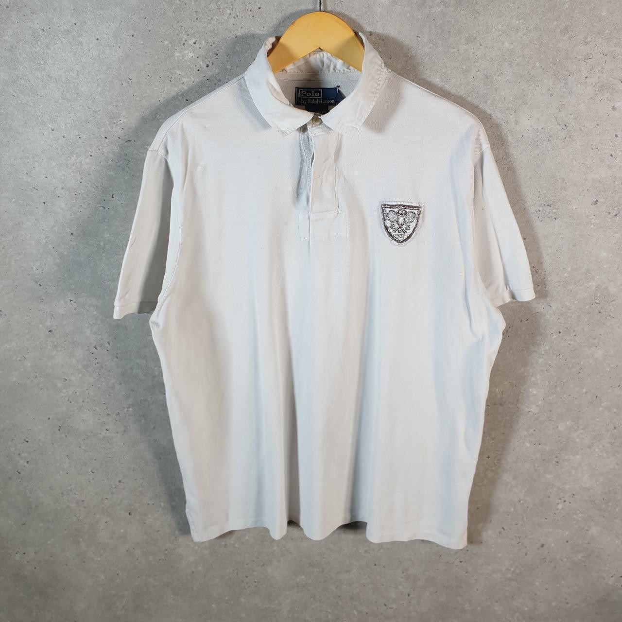 Polo Ralph Lauren vintage uomo XL bianca vestibilità personalizzata ricamata pony