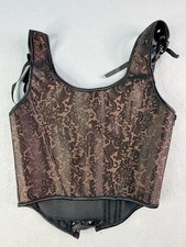 Steampunk Brown Jacquard Corset Medieval Renaissance Festival Top Womens Medium