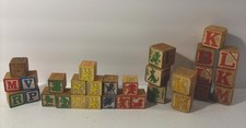 Lot Of 30 Vintage Wooden Blocks Disney Character  Other Toy Craft Nursery Decor
