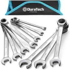 Ratcheting Wrench Set, Combination Wrench Set, Metric, 10-Piece, 6-18Mm, CR-V St