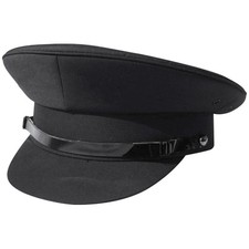 Black Chauffeur Style Peaked Cap  Size 57cm