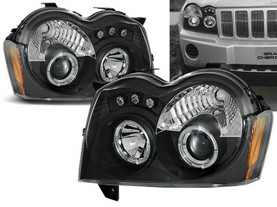 Headlights for Chrysler Jeep Grand Cherokee 2005-2008 VR-1224 Angel Eyes Black