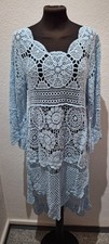 Italy Kleid Tunika Hängerchen Spitze Häckel Blogger h.blau 34,36,38,40,42 K21❤️