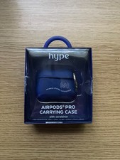 Hype Apple AirPods Pro Carrying Case w/ Carabiner Navy Blue Wireless Charge NEW