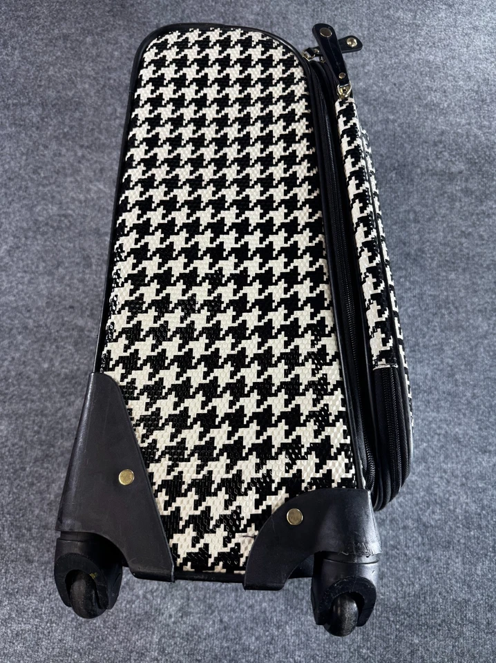Samantha Brown Carry On Houndstooth Hanging Handle Rolling Travel Luggage Bag - Image 2 of 4
