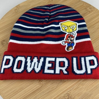 Super Mario Power Up Beanie OSFM Adult Red Knit Cuffed Striped 2023 Target