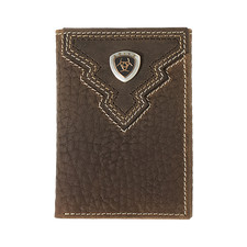Ariat Men's Trifold Overlay Shield Rowdy Brown Wallet A35621282