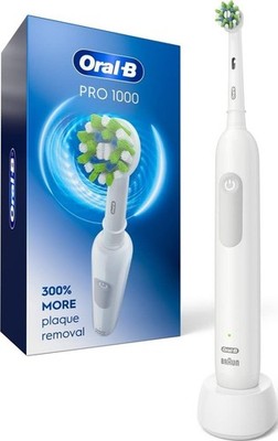 Oral-B Pro 1000 Electric Toothbrush 1 Count White Sensi Clean Mode Reusable