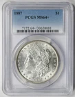 1887 Morgan Dollar Silver $1 MS 64+ Plus PCGS
