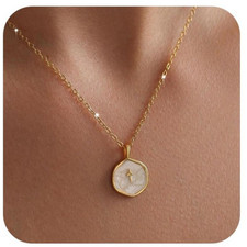 Cross Necklace for Women Dainty Small 14K Gold Plated Cross Necklace with Dis...