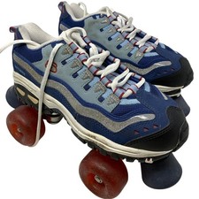 4 Wheelers By Skechers Roller Skates Womens Size 7 Blue Red Silver Leather